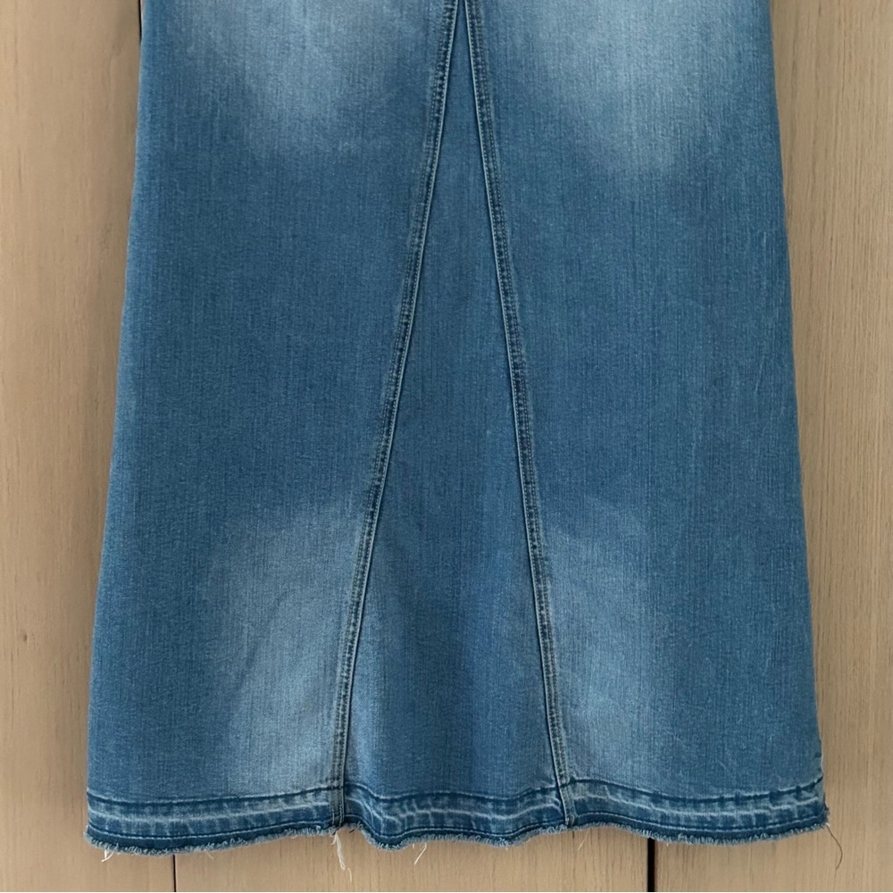 Mossimo Supply Co Y2K Denim Maxi Skirt Classic 90's Factory Fading Women's 3 - Picture 6 of 11